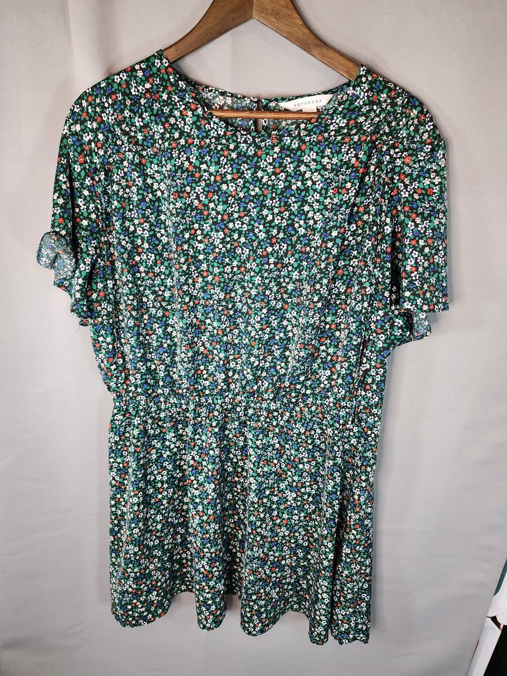 POPSUGAR Green Floral Print Dress